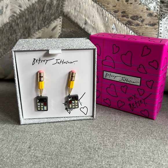 Betsey Johnson Pencil / Calculator Earring Set - Picture 1 of 3